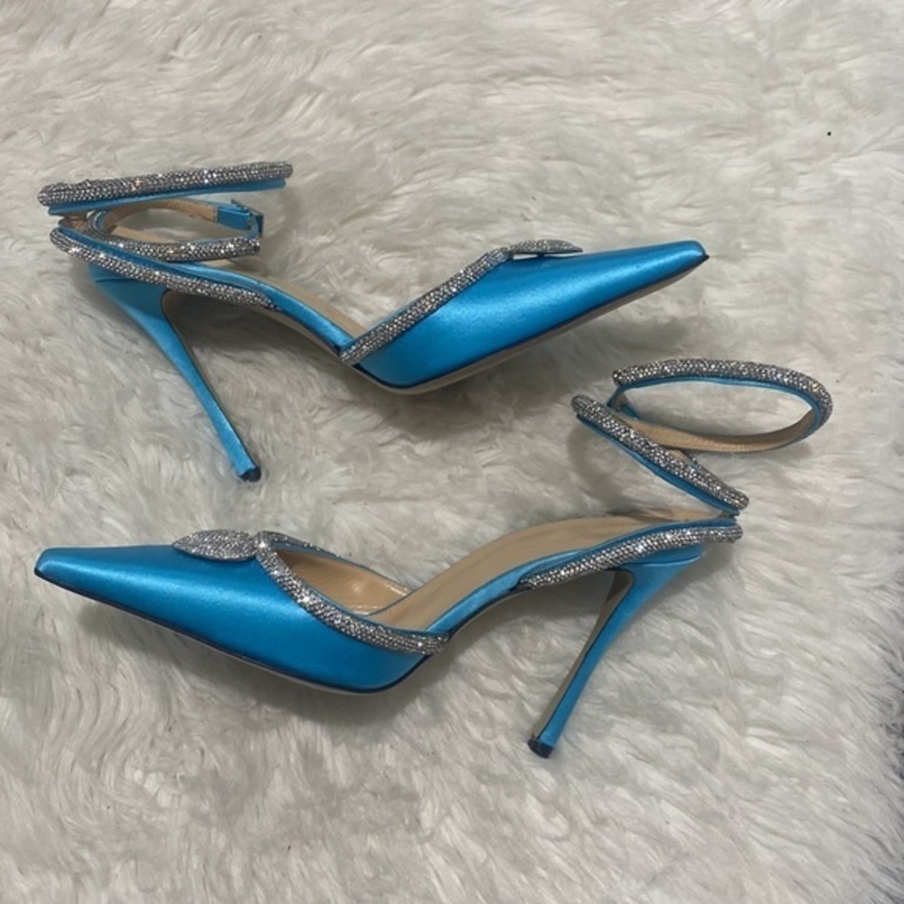 Mach & Mach Heart crystal embellished satin pumps size 36.5EU - Picture 6 of 15